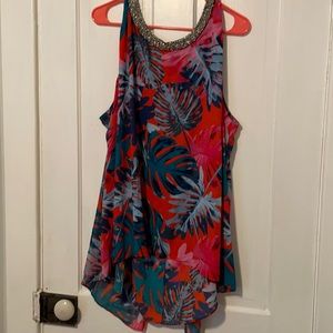 Floral Halter top with beaded neckline